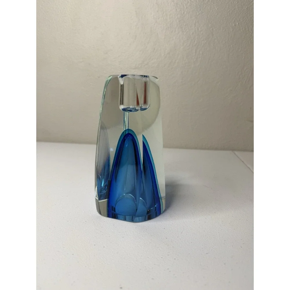 Flavio POLI MURANO Glass Sommerso VASE CANDLE HOLDER Combo Mid Century EUC